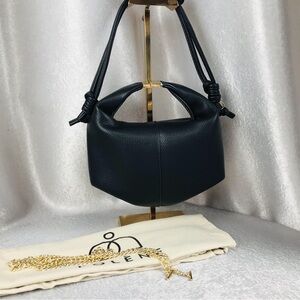 Polene Black Leather Hobo Bag